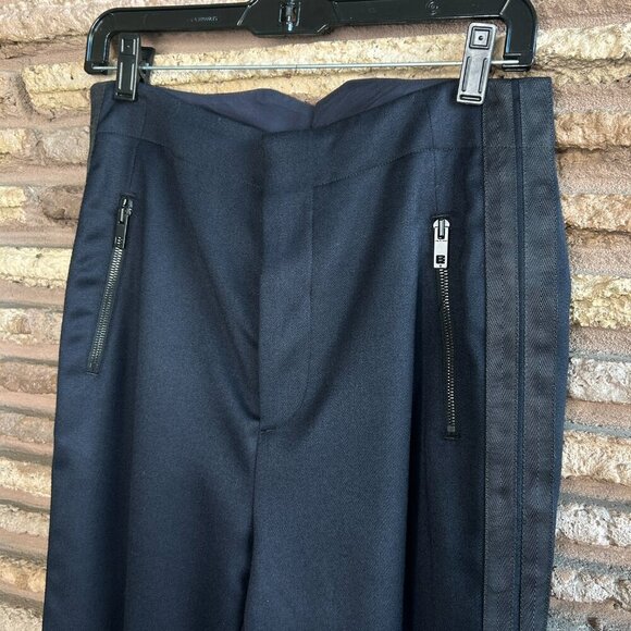 Rag & Bone Dark Navy Blue Wool Tuxedo Button Fly Designer Pants Size 6 - Picture 13 of 16